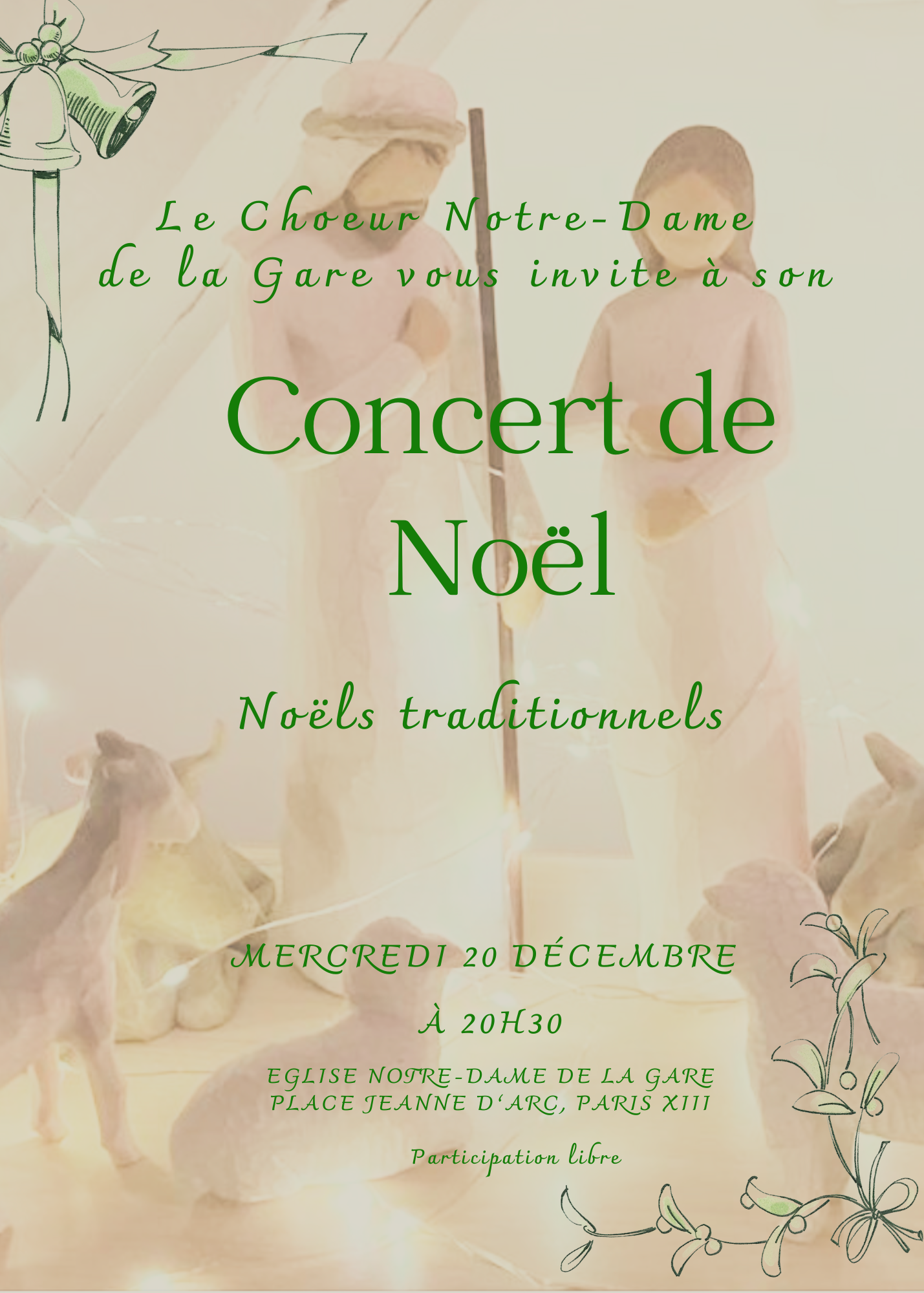 Concert de Noël – Chœur Notre Dame de la Gare – 20 décembre à 20h30 à l&rsquo;église