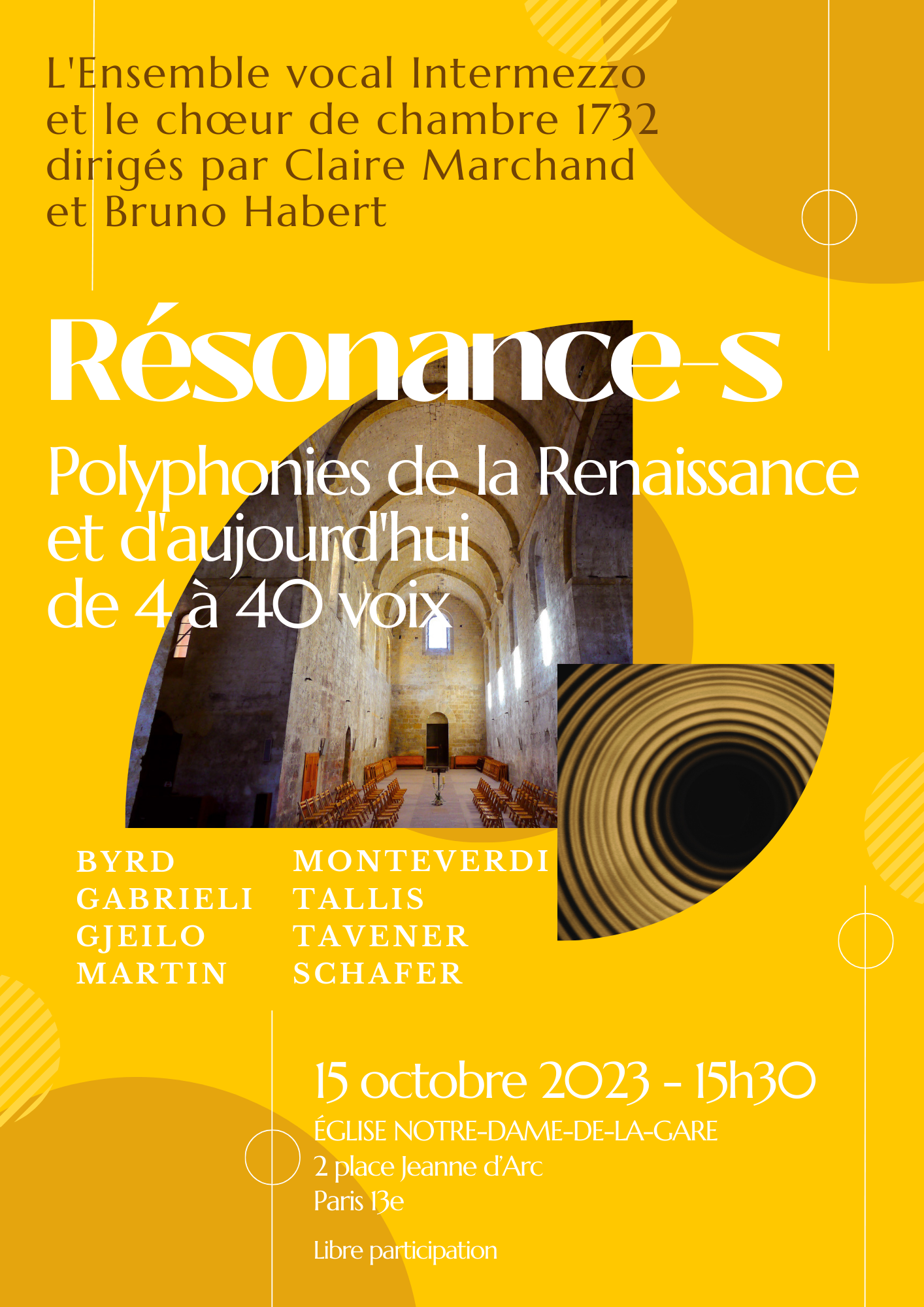 Concert le 15 octobre à 15h30 à l&rsquo;église